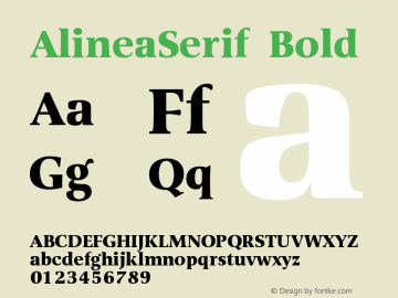 AlineaSerif Bold Version 001.001 Font Sample