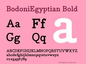 BodoniEgyptian Bold Version 001.000 Font Sample