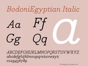 BodoniEgyptian Italic Version 001.000 Font Sample