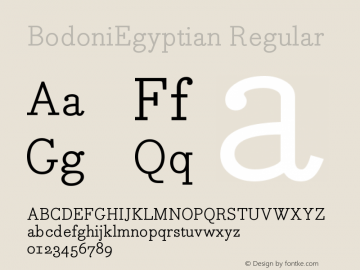 BodoniEgyptian Regular Version 001.000 Font Sample
