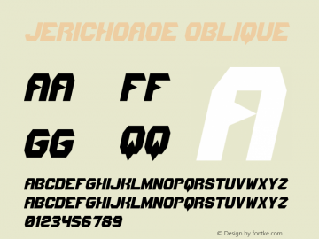 JerichoAOE Oblique Version 001.000 Font Sample