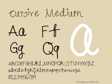 cursive Medium Version 1.0 Font Sample