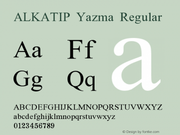 ALKATIP Yazma Regular Version 5.00 January 8, 2007 Font Sample