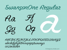 SwansonOne Regular Unknown Font Sample