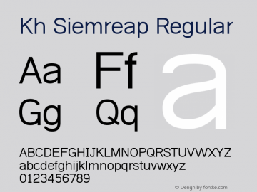 Kh Siemreap Regular 1.00 March 13, 2008, initial release Font Sample