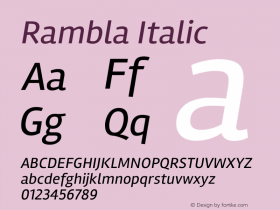 Rambla Italic Version 1.001 Font Sample