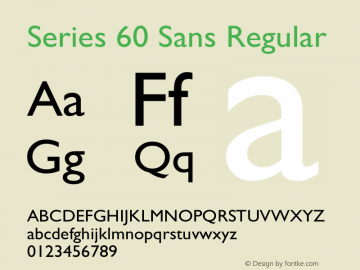 Series 60 Sans Regular Version 4.08 Font Sample