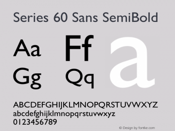 Series 60 Sans SemiBold Version 4.08 Font Sample