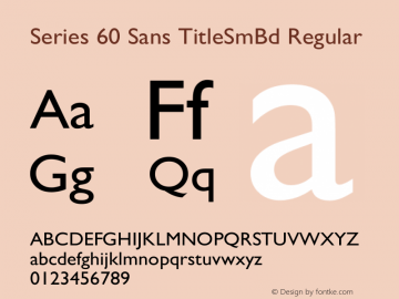 Series 60 Sans TitleSmBd Regular Version 4.08 Font Sample