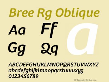 Bree Rg Oblique Version 1.000 Font Sample