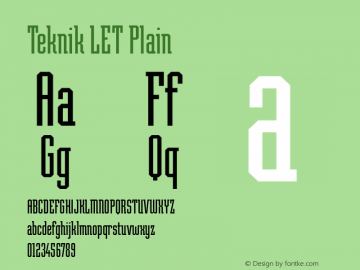 Teknik LET Plain 1.0 Font Sample