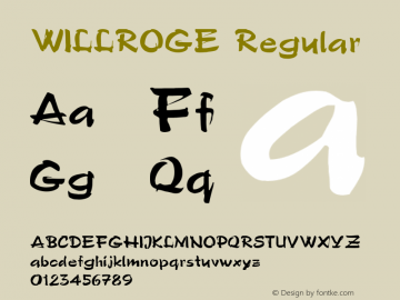 WILLROGE Regular Unknown Font Sample