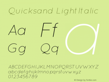 Quicksand LightItalic Version 001.001 Font Sample