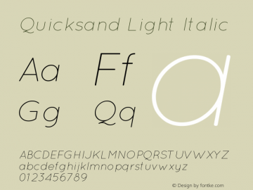Quicksand Light Italic 1.002 Font Sample