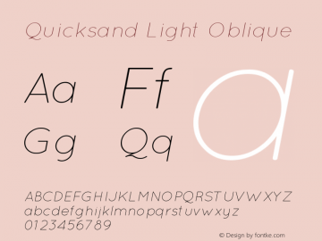 Quicksand Light Oblique 001.000 Font Sample