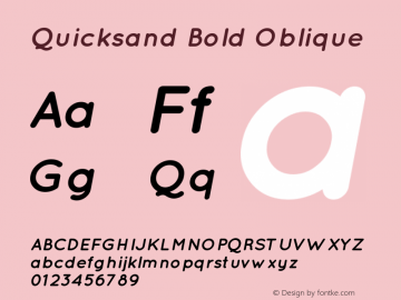 Quicksand Bold Oblique Version 001.001 Font Sample