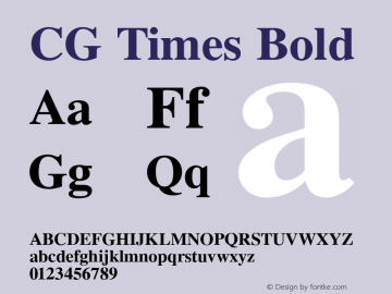 CG Times Bold Version 1.02a Font Sample