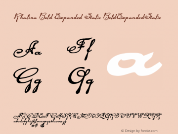 Rhalina Bold Expanded Italic BoldExpandedItalic Version 1 Font Sample