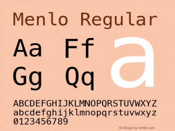 Menlo Regular 8.0d1e1 Font Sample