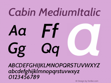 Cabin MediumItalic Version 001.001图片样张