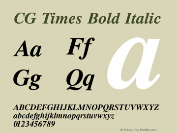 CG Times Bold Italic Version 1.02a图片样张