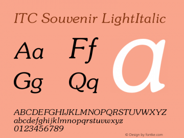 ITC Souvenir LightItalic Version 001.003 Font Sample