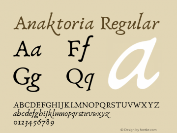 Anaktoria Regular Version 6.31 Font Sample