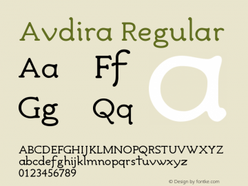 Avdira Regular Version 6.31 Font Sample