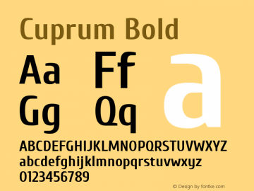 Cuprum Bold Version 1.002 Font Sample