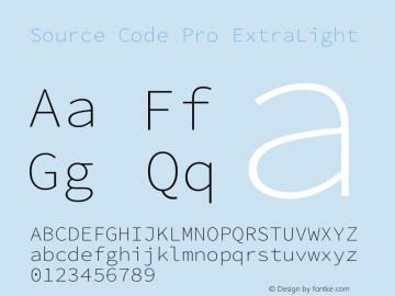 Source Code Pro ExtraLight Version 1.000 Font Sample