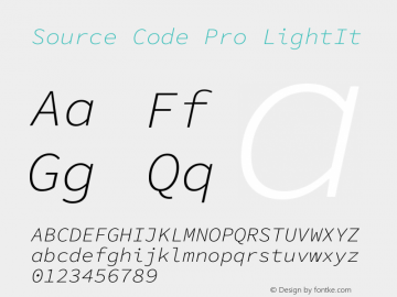 Source Code Pro LightIt Version 1.0 Font Sample