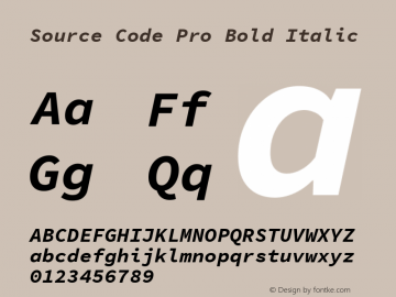 Source Code Pro Bold Italic Version 1.030;PS 1.000;hotconv 1.0.84;makeotf.lib2.5.63406 Font Sample