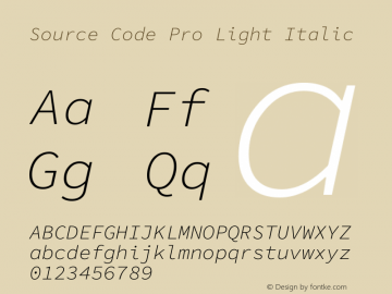 Source Code Pro Light Italic Version 1.030;PS 1.0;hotconv 1.0.84;makeotf.lib2.5.63406图片样张