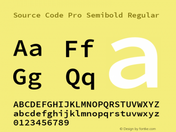 Source Code Pro Semibold Regular Version 2.010;PS 1.000;hotconv 1.0.84;makeotf.lib2.5.63406 Font Sample