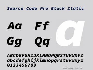 Source Code Pro Black Italic Version 1.030;PS 1.0;hotconv 1.0.84;makeotf.lib2.5.63406图片样张