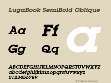LugaBook SemiBold Oblique 1.000 Font Sample