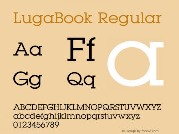 LugaBook Regular OTF 1.0;PS 1.000;Core 116;AOCM 1.0 28 Font Sample