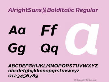 AlrightSans-BoldItalic Regular Version 0.00 May 27, 2010 Font Sample
