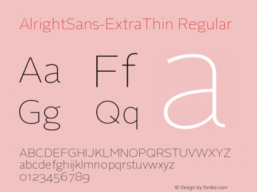 AlrightSans-ExtraThin Regular Version 0.00 May 27, 2010图片样张