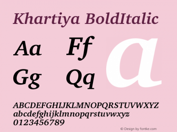 Khartiya BoldItalic Version 0.1 Font Sample