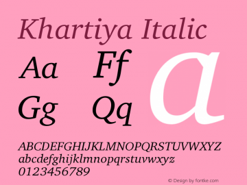 Khartiya Italic Version 1.0 Font Sample