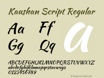 Kaushan Script Regular Version 1.002 Font Sample