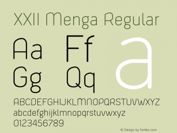 XXII Menga Regular 1.000; wf-x by Blackyblack Font Sample