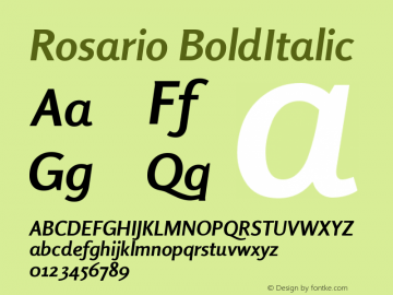 Rosario BoldItalic Version 001.000 Font Sample