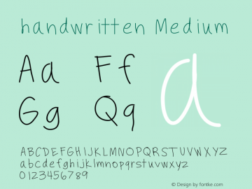 handwritten Medium Version 001.000 Font Sample