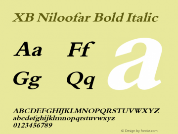 XB Niloofar Bold Italic Version 7.201 2008 Font Sample