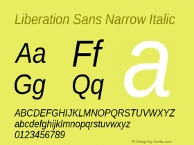 Liberation Sans Narrow Italic Version 1.07.2图片样张