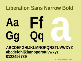 Liberation Sans Narrow Bold Version 1.07.2图片样张