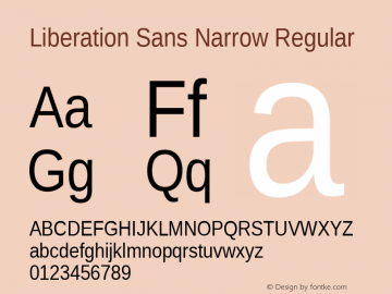 Liberation Sans Narrow Regular Version 1.07.2 Font Sample