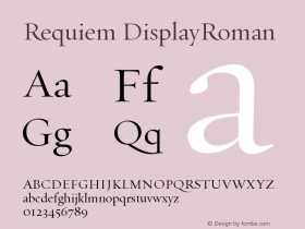 Requiem DisplayRoman Version 001.000 Font Sample